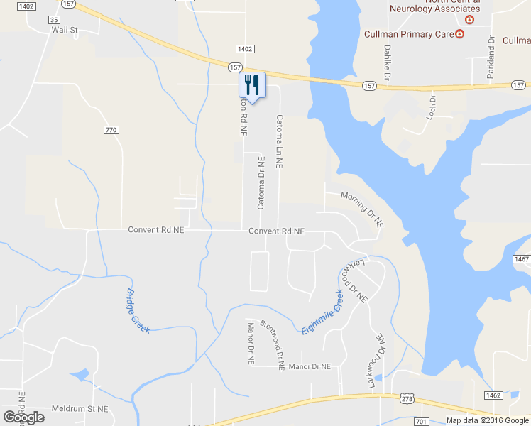 map of restaurants, bars, coffee shops, grocery stores, and more near 1608 Catoma Drive Northeast in Cullman