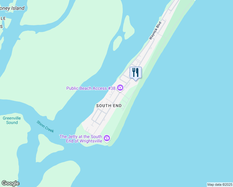 map of restaurants, bars, coffee shops, grocery stores, and more near 733 Schloss Street in Wrightsville Beach