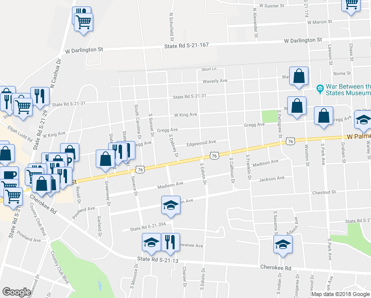 map of restaurants, bars, coffee shops, grocery stores, and more near in Florence