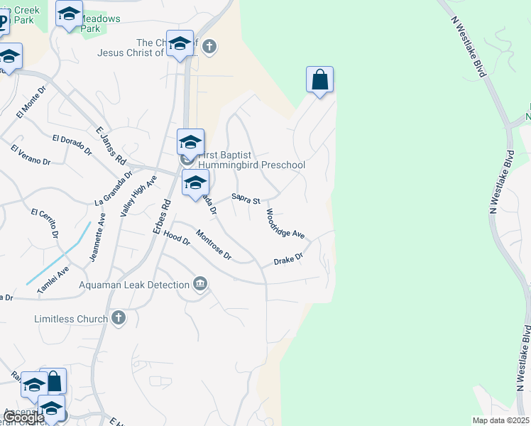 map of restaurants, bars, coffee shops, grocery stores, and more near 1177 Woodridge Avenue in Thousand Oaks