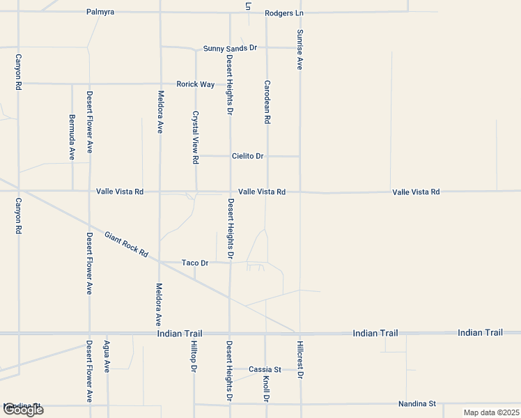 map of restaurants, bars, coffee shops, grocery stores, and more near 71187 Valle Vista Road in Twentynine Palms