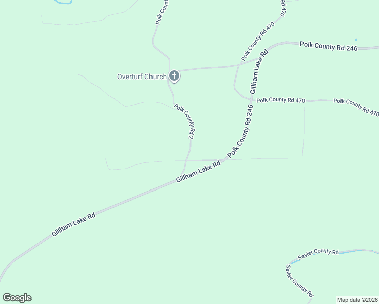 map of restaurants, bars, coffee shops, grocery stores, and more near 594 Polk County Road 2 in Gillham