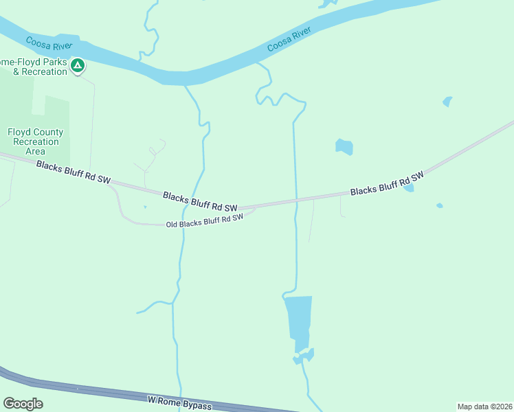 map of restaurants, bars, coffee shops, grocery stores, and more near 2177-2313 Blacks Bluff Road Southwest in Rome