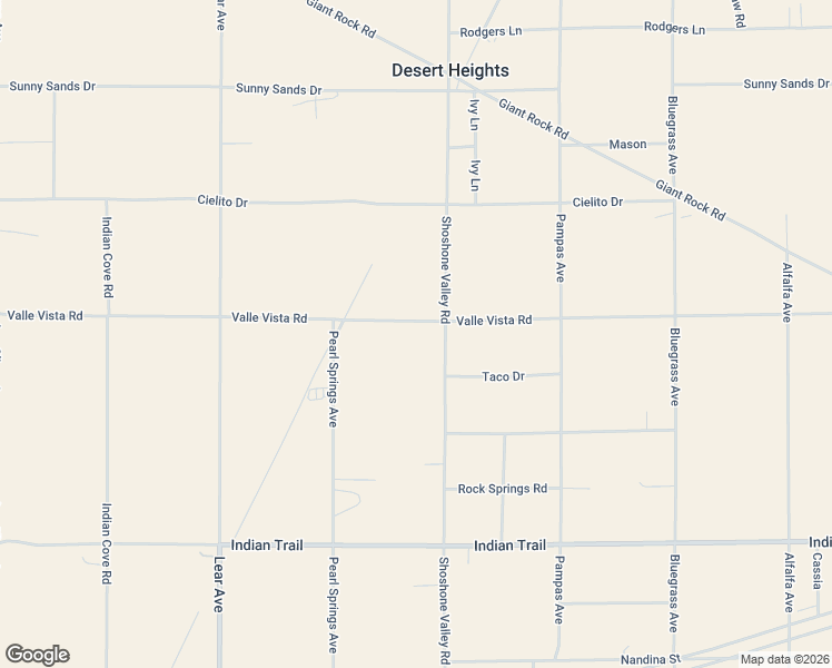 map of restaurants, bars, coffee shops, grocery stores, and more near 3450 Shoshone Valley Road in Twentynine Palms