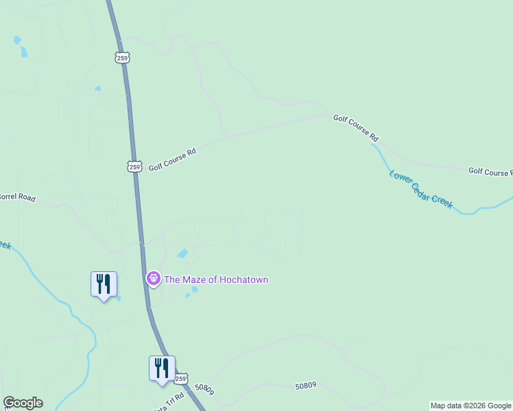map of restaurants, bars, coffee shops, grocery stores, and more near 417 Choate Road in Broken Bow