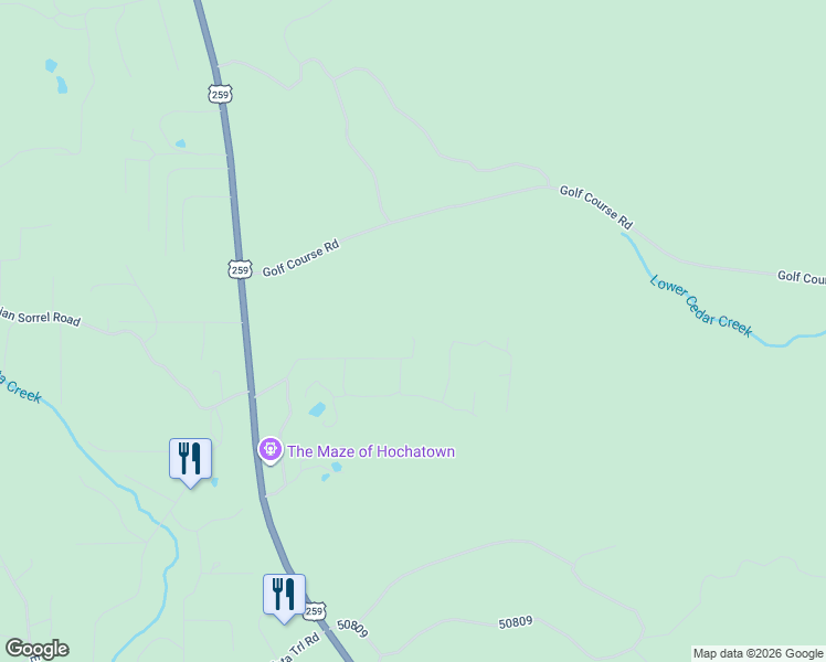 map of restaurants, bars, coffee shops, grocery stores, and more near 417 Choate Road in Broken Bow