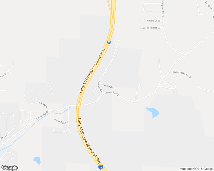 map of restaurants, bars, coffee shops, grocery stores, and more near Everest Drive in Cartersville