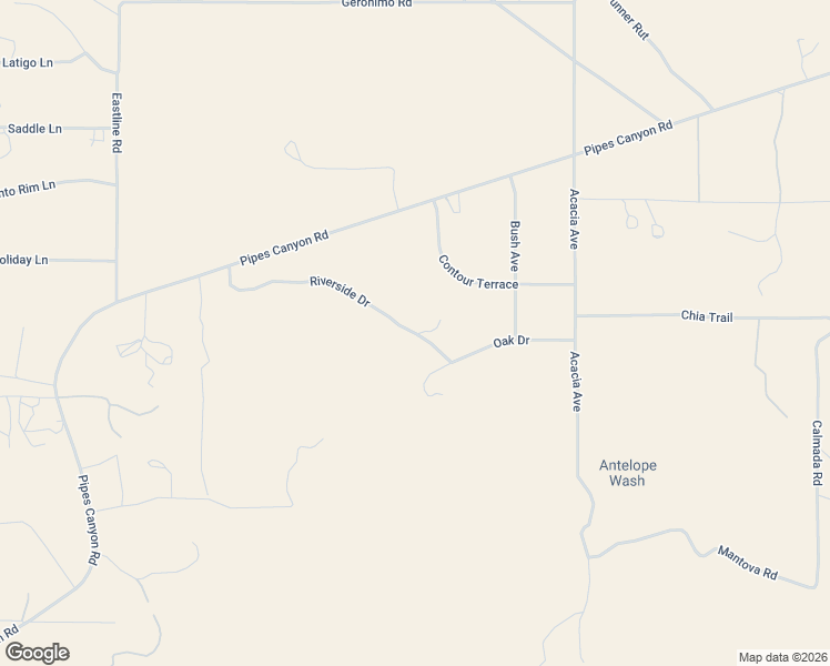 map of restaurants, bars, coffee shops, grocery stores, and more near 52500 Riverside Drive in Pioneertown