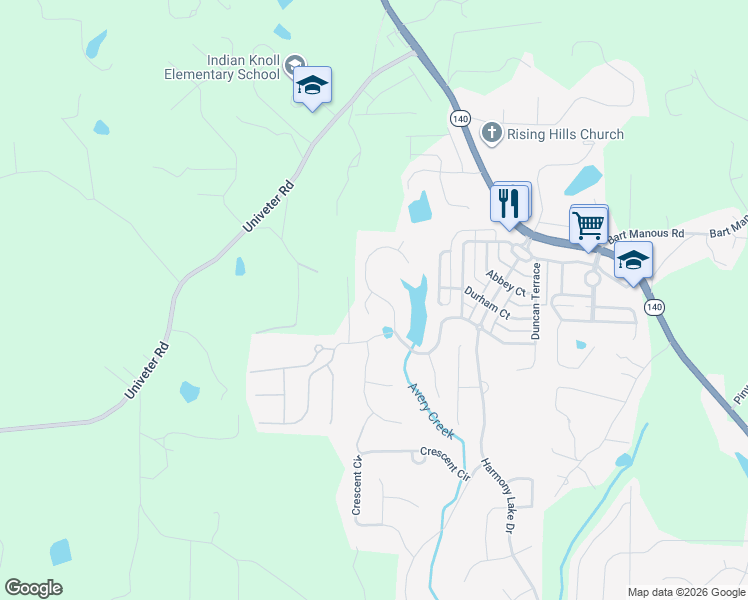 map of restaurants, bars, coffee shops, grocery stores, and more near 701 Sterling Reserve in Canton
