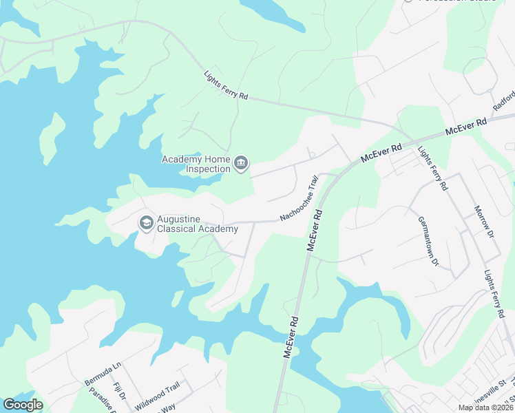 map of restaurants, bars, coffee shops, grocery stores, and more near 5934 Nachoochee Trail in Flowery Branch