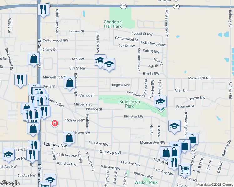 map of restaurants, bars, coffee shops, grocery stores, and more near 512 Campbell in Ardmore