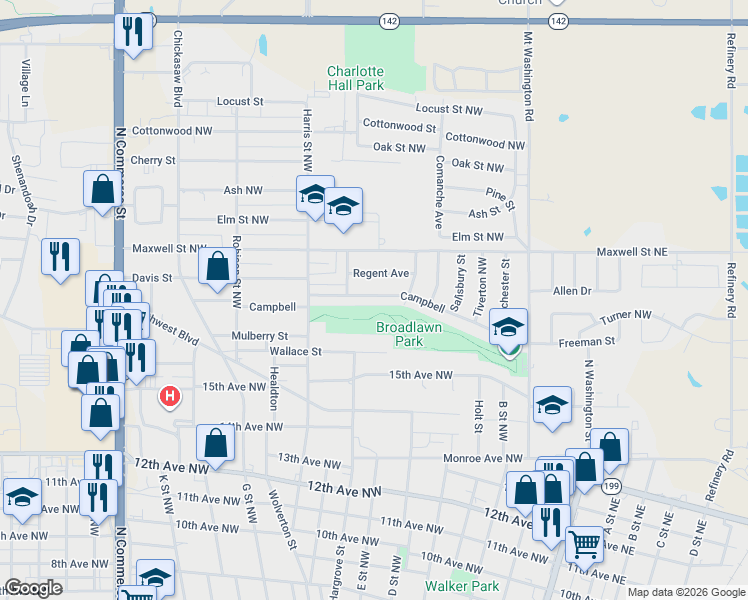 map of restaurants, bars, coffee shops, grocery stores, and more near 512 Campbell in Ardmore