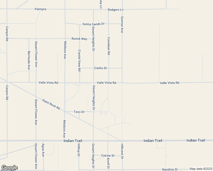 map of restaurants, bars, coffee shops, grocery stores, and more near 71187 Valle Vista Road in Twentynine Palms