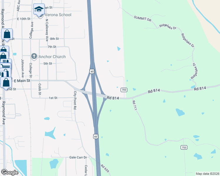 map of restaurants, bars, coffee shops, grocery stores, and more near Road 814 in Tupelo