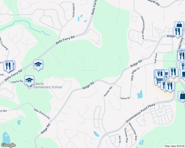 map of restaurants, bars, coffee shops, grocery stores, and more near 1351 Little Deer Run in Canton