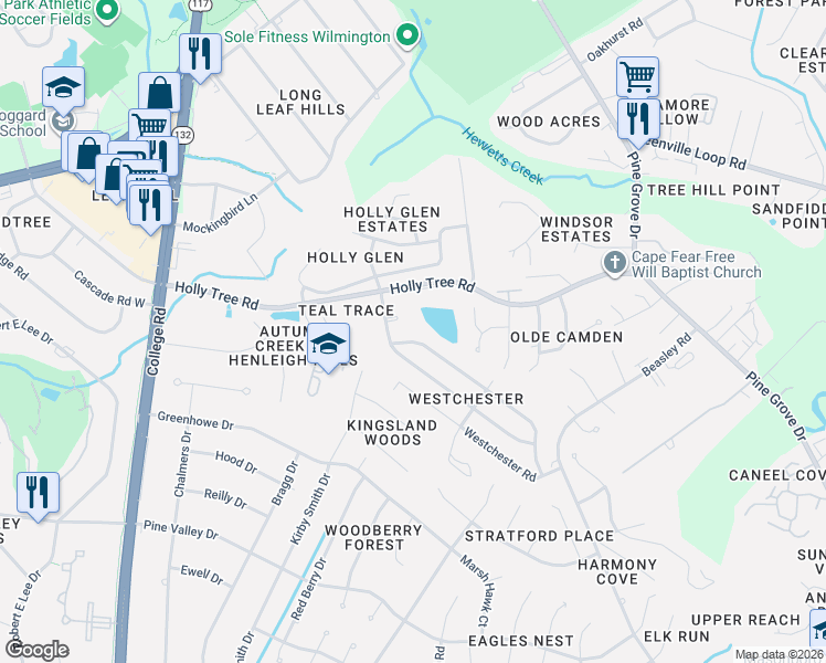 map of restaurants, bars, coffee shops, grocery stores, and more near 341 Lancaster Road in Wilmington