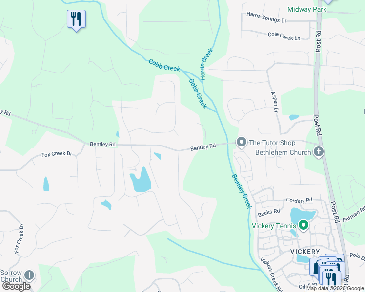 map of restaurants, bars, coffee shops, grocery stores, and more near 5890 Sarah Orr Lane in Cumming