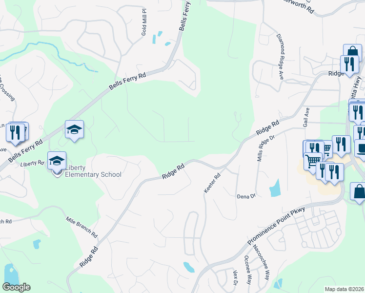 map of restaurants, bars, coffee shops, grocery stores, and more near 1351 Little Deer Run in Canton