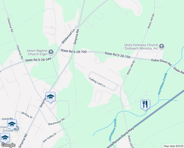 map of restaurants, bars, coffee shops, grocery stores, and more near 72 Falling Leaf Lane in Elgin