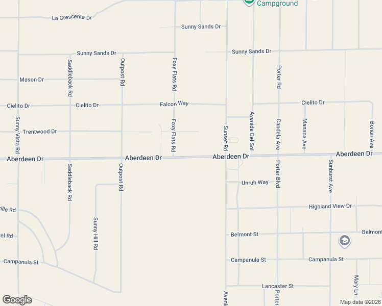 map of restaurants, bars, coffee shops, grocery stores, and more near 61576 Aberdeen Drive in Joshua Tree