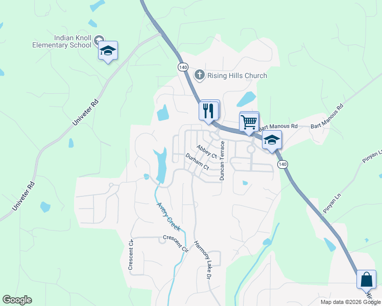 map of restaurants, bars, coffee shops, grocery stores, and more near 805 Durham Court in Canton