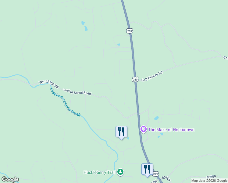 map of restaurants, bars, coffee shops, grocery stores, and more near Penner Road in Broken Bow