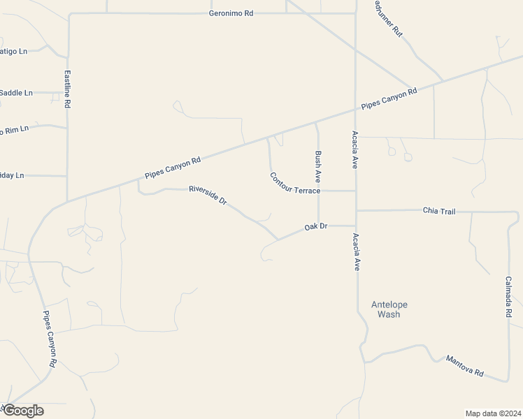 map of restaurants, bars, coffee shops, grocery stores, and more near 52500 Riverside Drive in Pioneertown