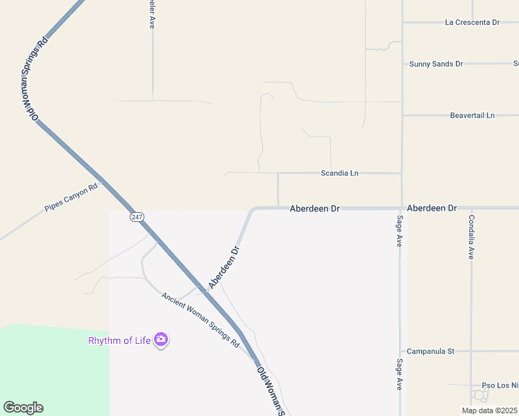 map of restaurants, bars, coffee shops, grocery stores, and more near Aberdeen Drive in Yucca Valley