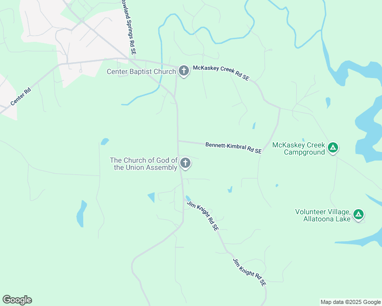 map of restaurants, bars, coffee shops, grocery stores, and more near 27 Luther Knight Road Southeast in Cartersville