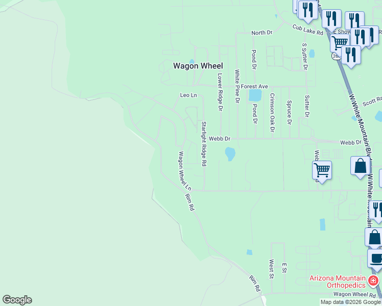 map of restaurants, bars, coffee shops, grocery stores, and more near 5862 Apollo in Navajo County