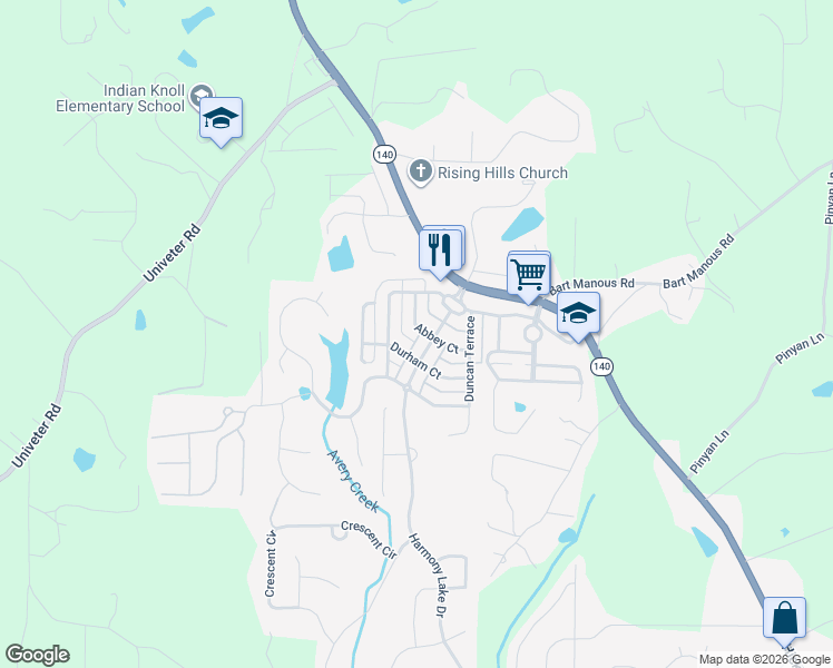 map of restaurants, bars, coffee shops, grocery stores, and more near 320 Abbey Court in Canton