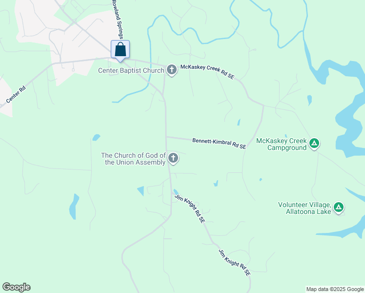 map of restaurants, bars, coffee shops, grocery stores, and more near 27 Luther Knight Road Southeast in Cartersville