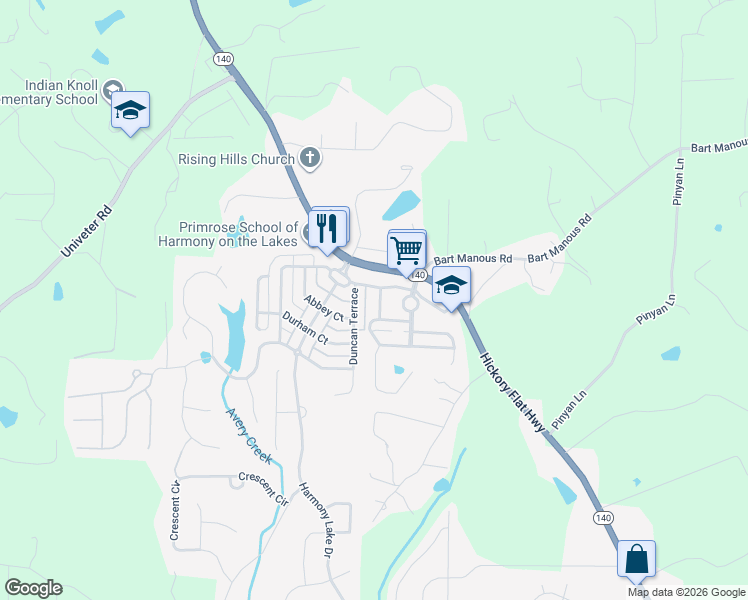 map of restaurants, bars, coffee shops, grocery stores, and more near 708 Saint James Place in Canton