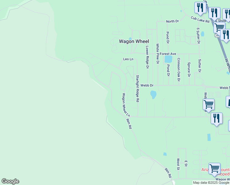 map of restaurants, bars, coffee shops, grocery stores, and more near 5960 Luminary Way in Navajo County