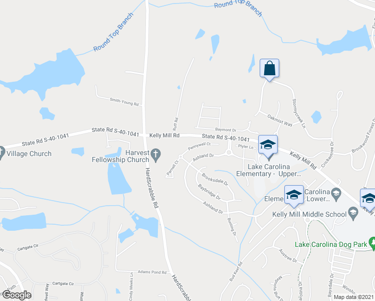 map of restaurants, bars, coffee shops, grocery stores, and more near 769 Pennywell Court in Blythewood