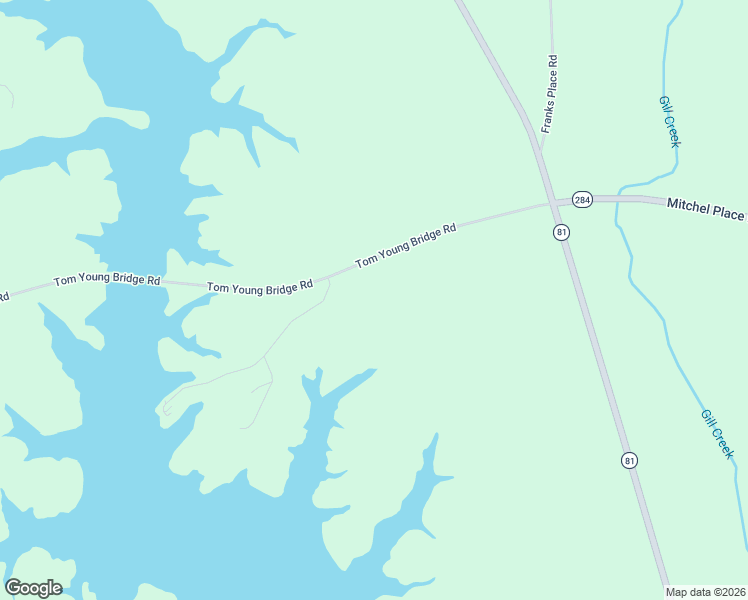 map of restaurants, bars, coffee shops, grocery stores, and more near Tom Young Bridge Road in Iva