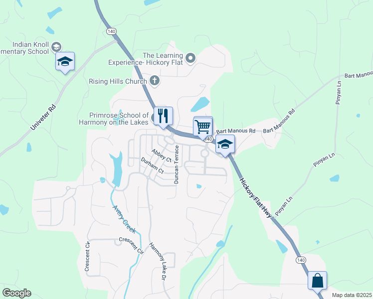 map of restaurants, bars, coffee shops, grocery stores, and more near 704 Saint James Place in Canton