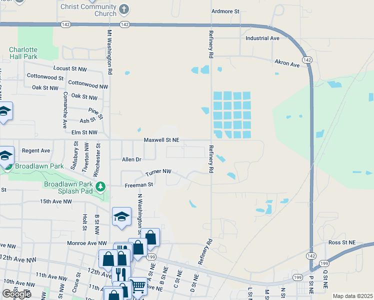 map of restaurants, bars, coffee shops, grocery stores, and more near 402 Wandering Way in Ardmore