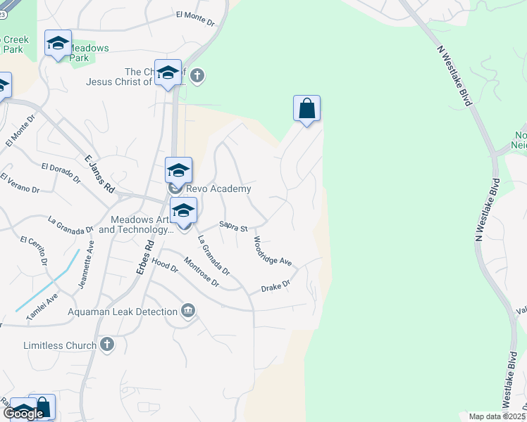 map of restaurants, bars, coffee shops, grocery stores, and more near 1222 Lamont Avenue in Thousand Oaks