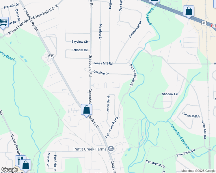 map of restaurants, bars, coffee shops, grocery stores, and more near 10 Luwanda Trail in Cartersville