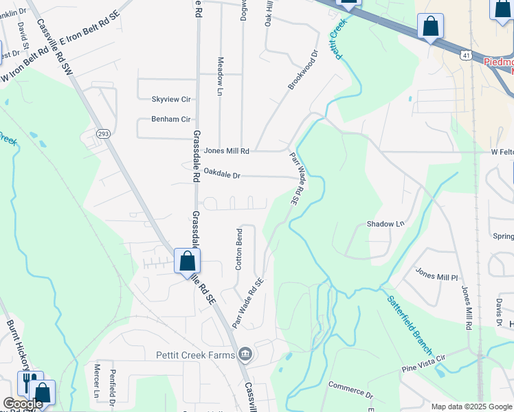 map of restaurants, bars, coffee shops, grocery stores, and more near 10 Everette Circle in Cartersville