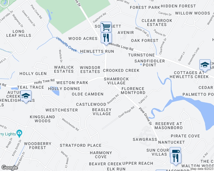 map of restaurants, bars, coffee shops, grocery stores, and more near 202 West Kilarny Road in Wilmington