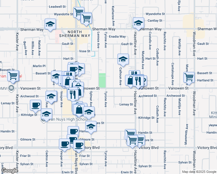 map of restaurants, bars, coffee shops, grocery stores, and more near in Los Angeles