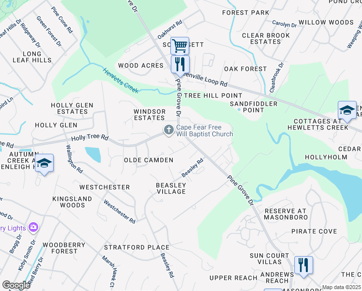 map of restaurants, bars, coffee shops, grocery stores, and more near 202 West Kilarny Road in Wilmington