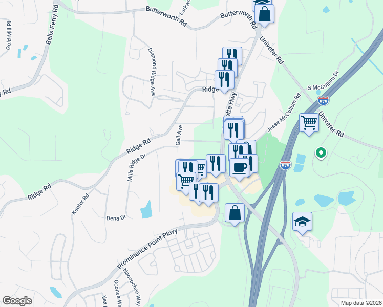 map of restaurants, bars, coffee shops, grocery stores, and more near 191 Putnam Drive in Canton