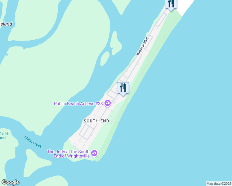 map of restaurants, bars, coffee shops, grocery stores, and more near 9 Sunset Avenue in Wrightsville Beach