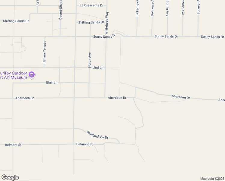 map of restaurants, bars, coffee shops, grocery stores, and more near 63536 Aberdeen Drive in Joshua Tree
