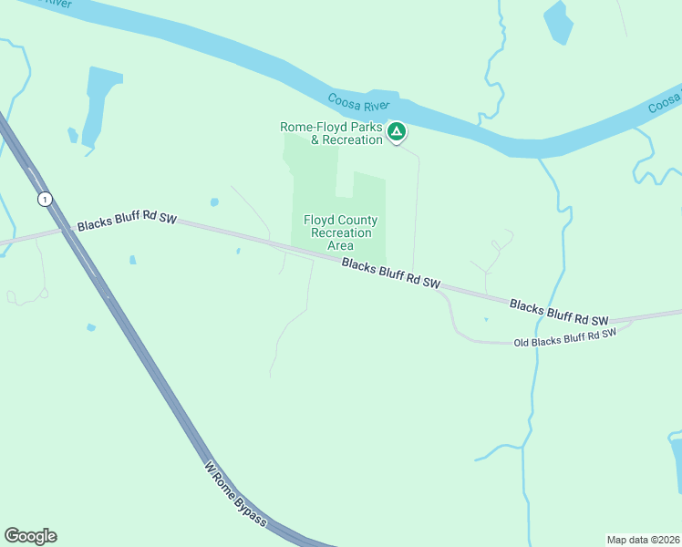 map of restaurants, bars, coffee shops, grocery stores, and more near 2633 Blacks Bluff Road Southwest in Rome