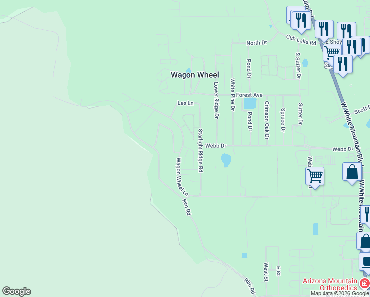 map of restaurants, bars, coffee shops, grocery stores, and more near 5862 Apollo in Navajo County
