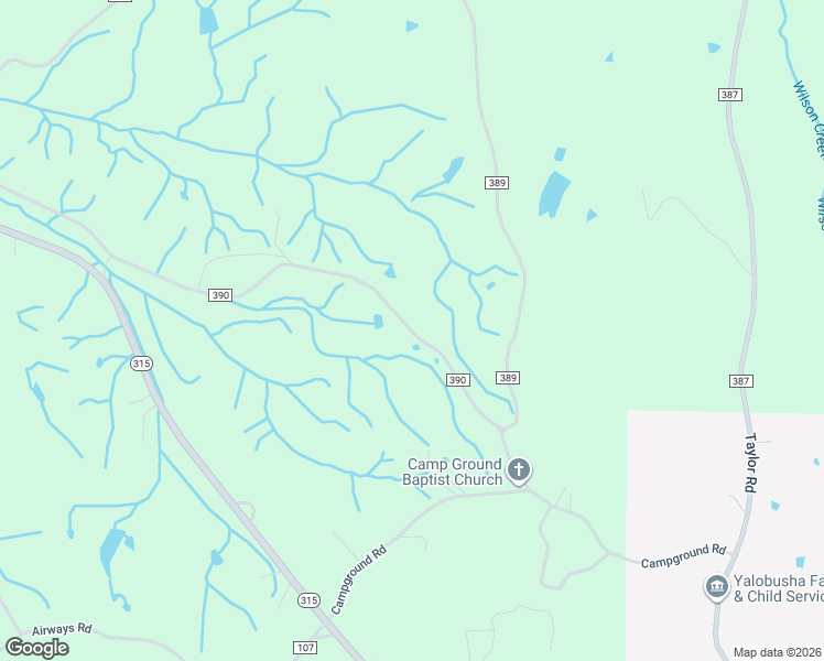 map of restaurants, bars, coffee shops, grocery stores, and more near County Road 390 in Water Valley